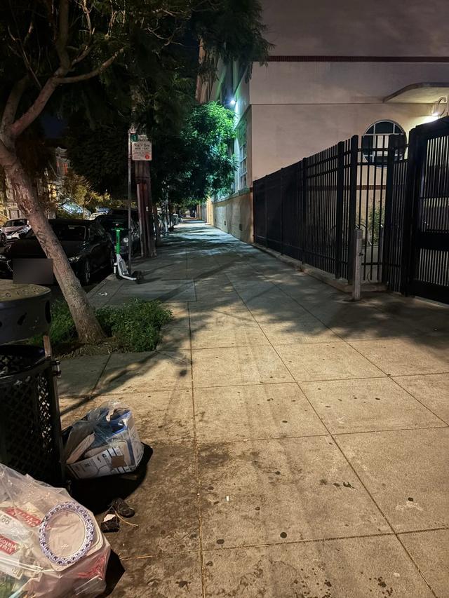 Sidewalk cleaned by the crew, Sunday, October 4, 10:01 PM
