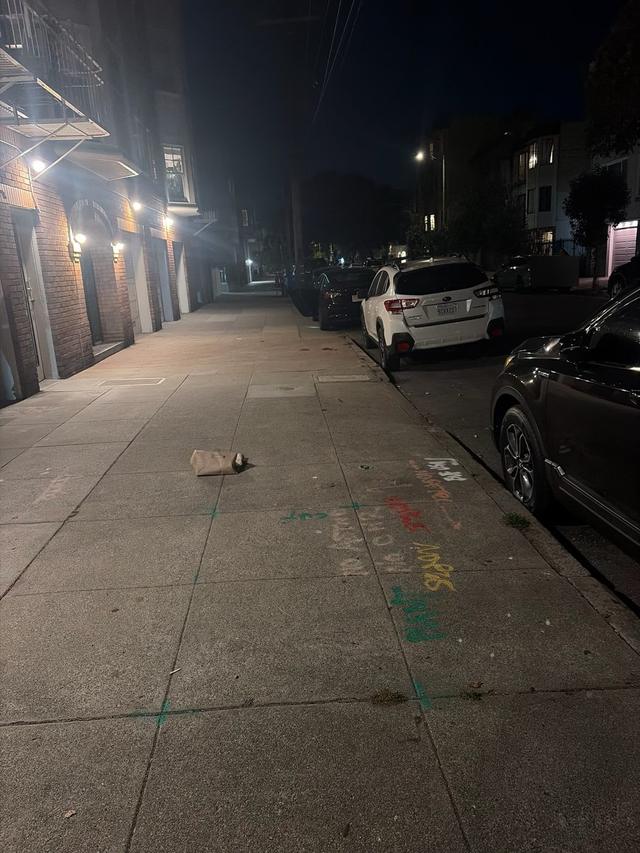 Sidewalk cleaned by the crew, Sunday, October 4, 9:40 PM