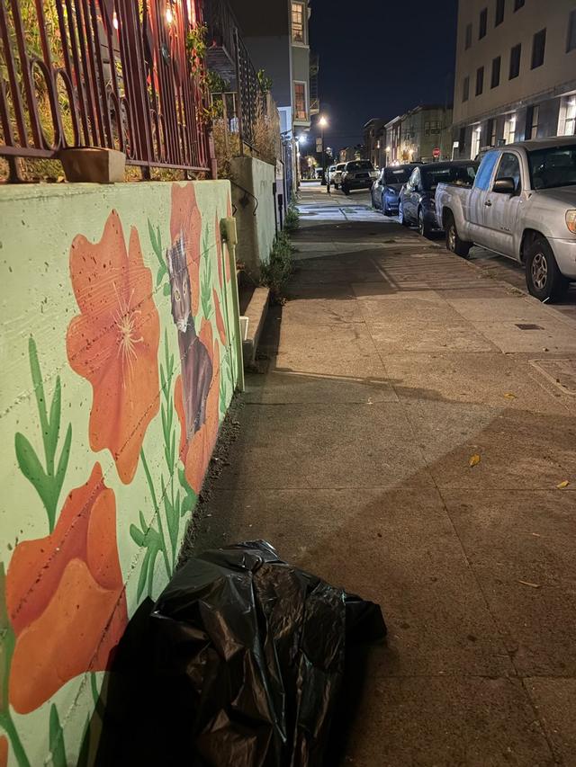Sidewalk cleaned by the crew, Sunday, October 4, 10:40 PM